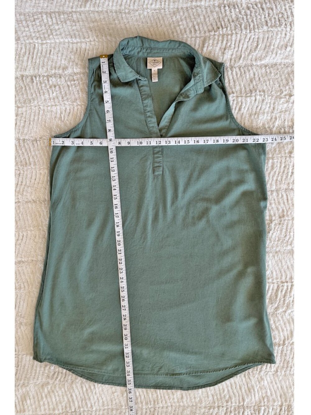 Sage Green Linen Blend Sleeveless Shirt Dress (Pockets!), Size XL - Picture 2 of 7